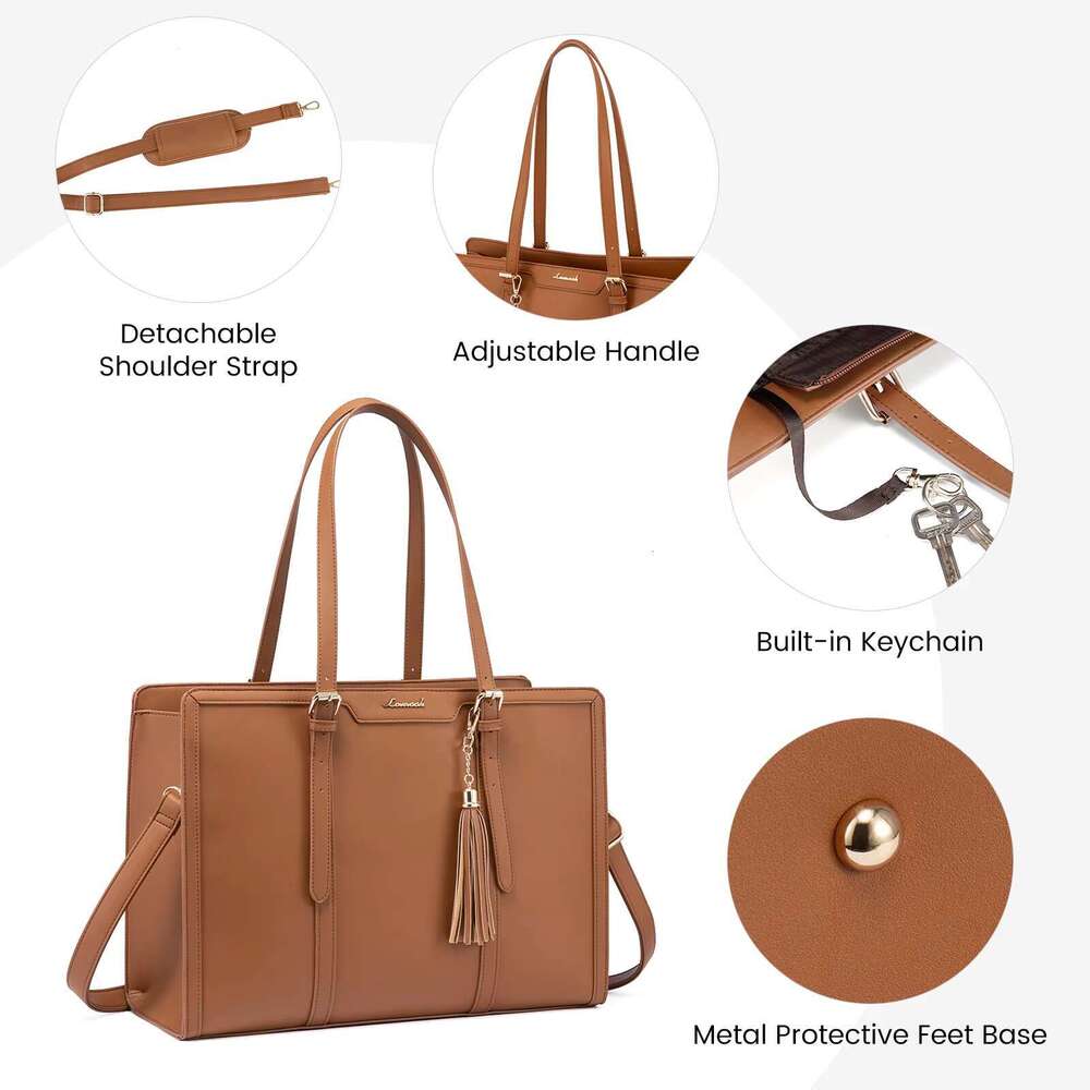 DHGadgets Fashion School Shoulder Bags Work Business Travel 15.6 17in Laptop Tote Bag Women Briefcase 2pcs Handbags Set