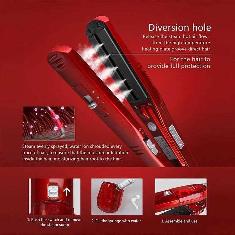 Cross-Border Hydrating Hair Straightener with Steam Care Electric Splint Iron Clip-on Splint Straightening Orders WelcomeT251122
