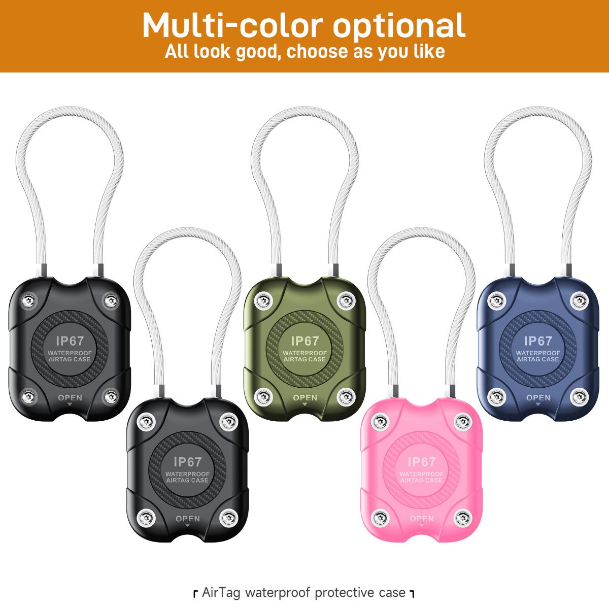 Waterproof Airtag protective case cover for Apple AirTag anti-lost device, wire rope lock, schoolbag lock, suitcase.
