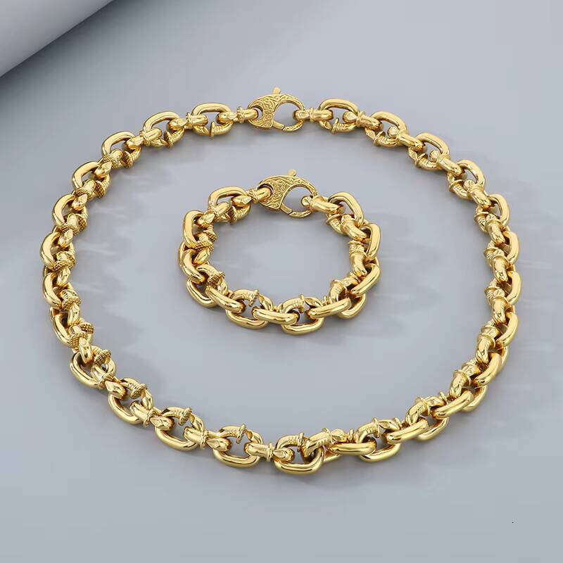 Personality Domineering 15mm Necklace Punk Design Square Rivet sterling silver Men's Bracelet