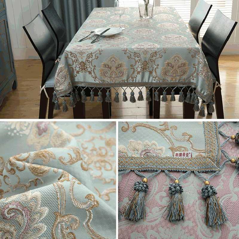 European Luxury Tassels Embroidered Tablecloth Rectangular Square Round Dining Coffee Table Cover Party Event Decor C251122