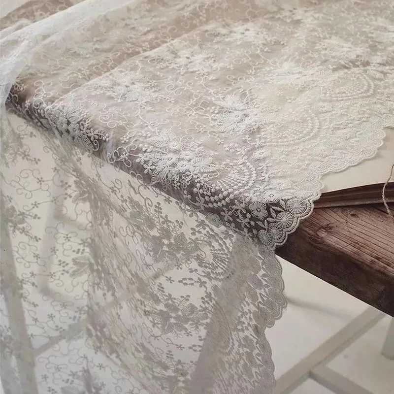 Romantic White Embroidered Lace Fabric French Style For Wedding Dress Home Decoration Tablecloth Fabric C251122