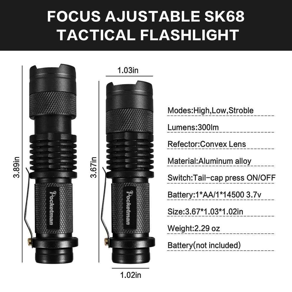5 PCS Mini Brightest Led Flashlight Tactical Flashlights Powerful LED Torch Zoomable Flashlamp Powered by AA batteries or 14500 C251122