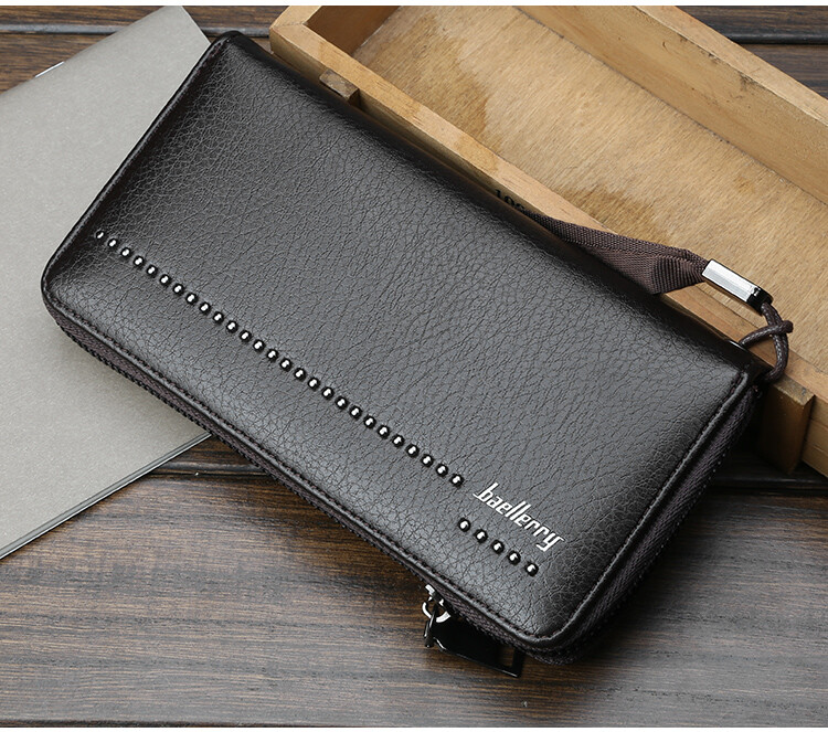 PU Leather Wallets hot Men Long Bifold Bag Zip Around Clutch Travel Purse For Checkbook Smartphone Cash With Wristlet
