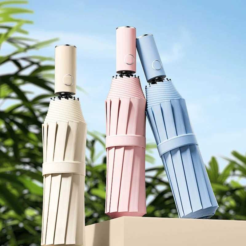 UPF50 Windproof Umbrella Women/Men Auto UV Protection Parasol Heavy Duty Compact Travel Business Wind-Resistant Sun UmbrellasM251122