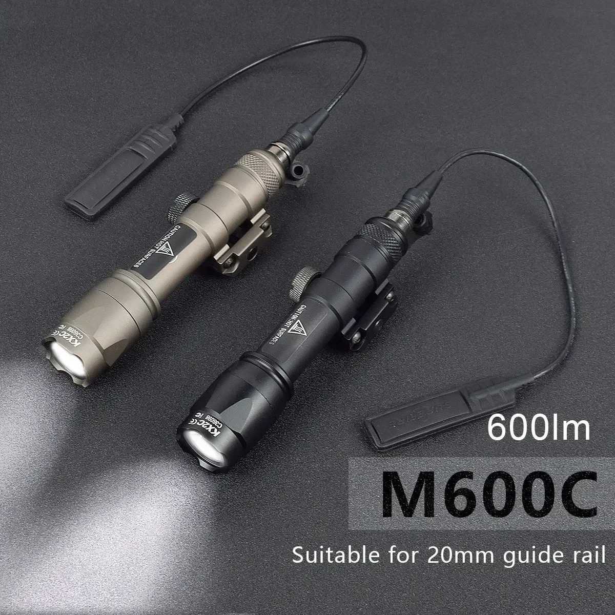 Surefir Tactical Flashlight M300 M600 M600C Scout Light With Dual Function Pressure Switch 600 Lumen Hunting Weapons Gun Light C251122