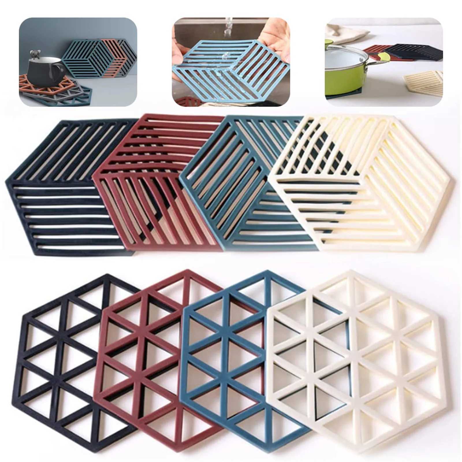 1Pcs Heat Resistant Silicone Mat Coaster Food Grade Material Placemat Non-slip Table Hexagon Cup Mat Household Accessories C251122