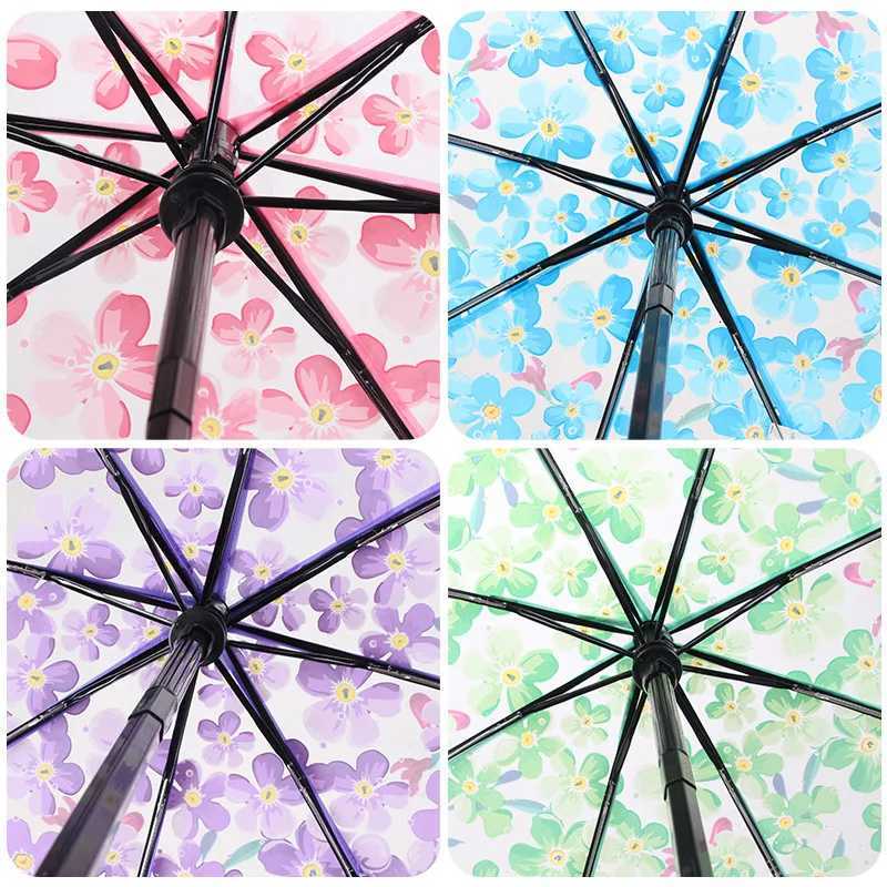 Automatic Umbrella Transparent Umbrella Thickening and Durable Rain and Wind Travel Portable Folding Automatic Umbrella GiftsM251122