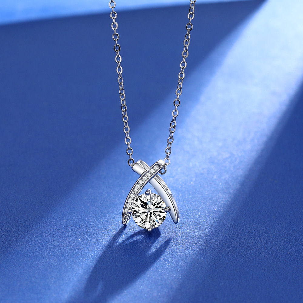 Moissanite Necklace for Women Plated with PT950 Platinum Collarbone Chain designer necklace gold for woman diamond chain luxury jewelry women mens nec - view 5
