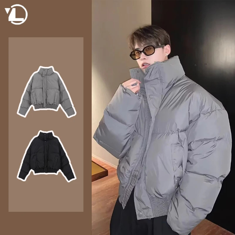 Simplicity Stand Collar Mens Parkas Heavy Winter Thicken Casual Short Cotton Jacket Warm Fashion Coats Male Streetwear 251104