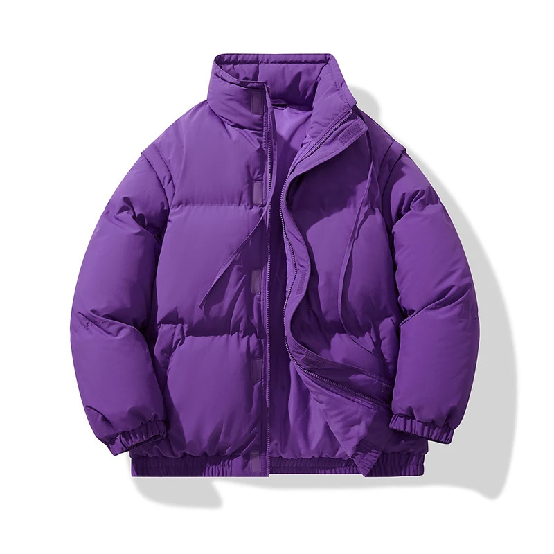 High Quality Mens Down Jacket Casual Fashion Solid Color Outdoor Sports Windproof Warm Stand Collar Coat Cotton 251110