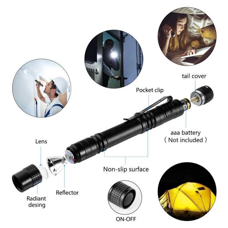 1/4 PCS Super Small Mini LED Flashlight Set Handheld Pen Light linterna Pocket Torch with High Lumens for Camping Fishing C251122