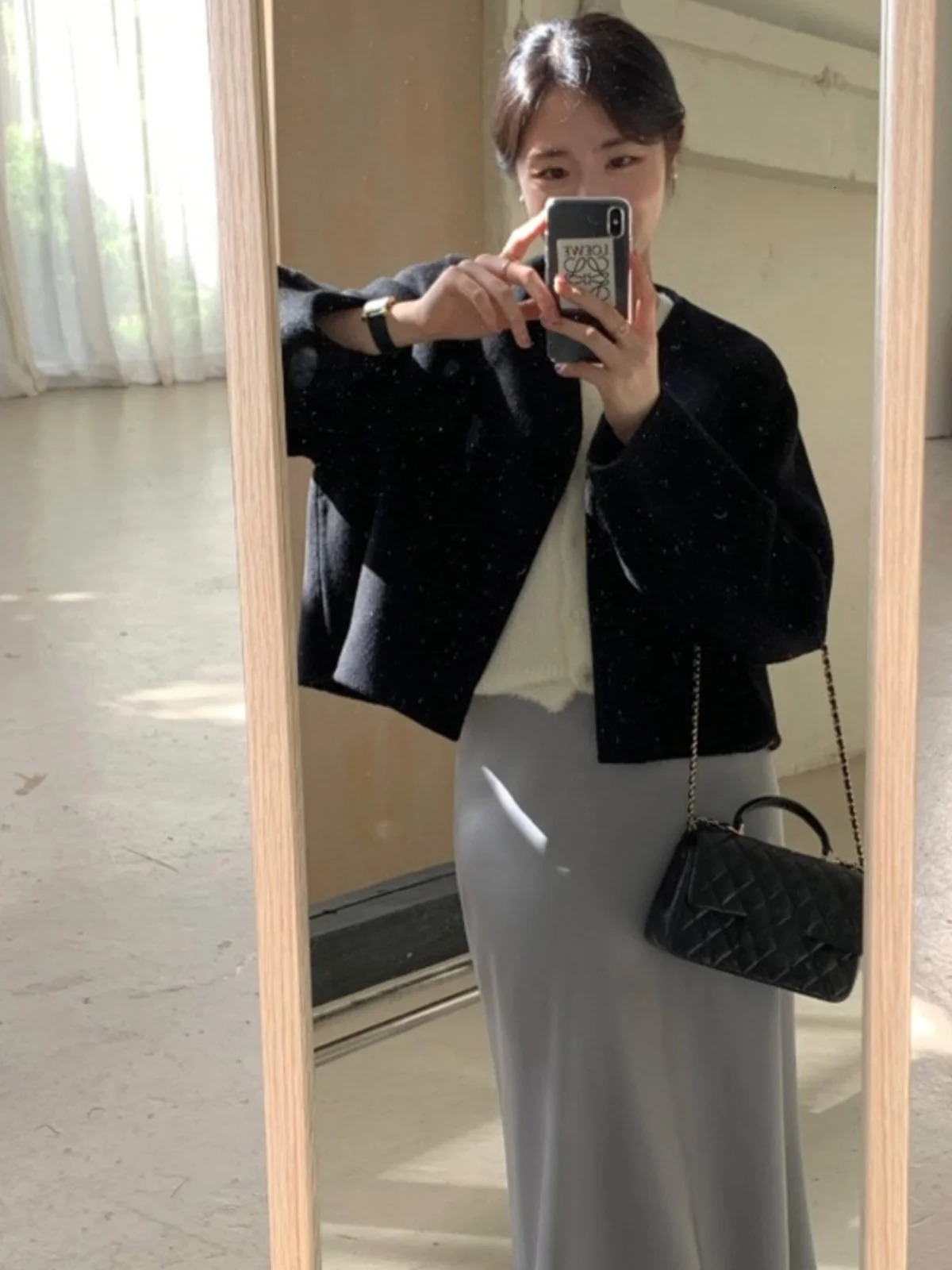 Retro Woolen Coat Women Chic Ele Vne Loose Versatile ort n Sense Tweed Jaets Korean Sle Thiened Long Sve 251112