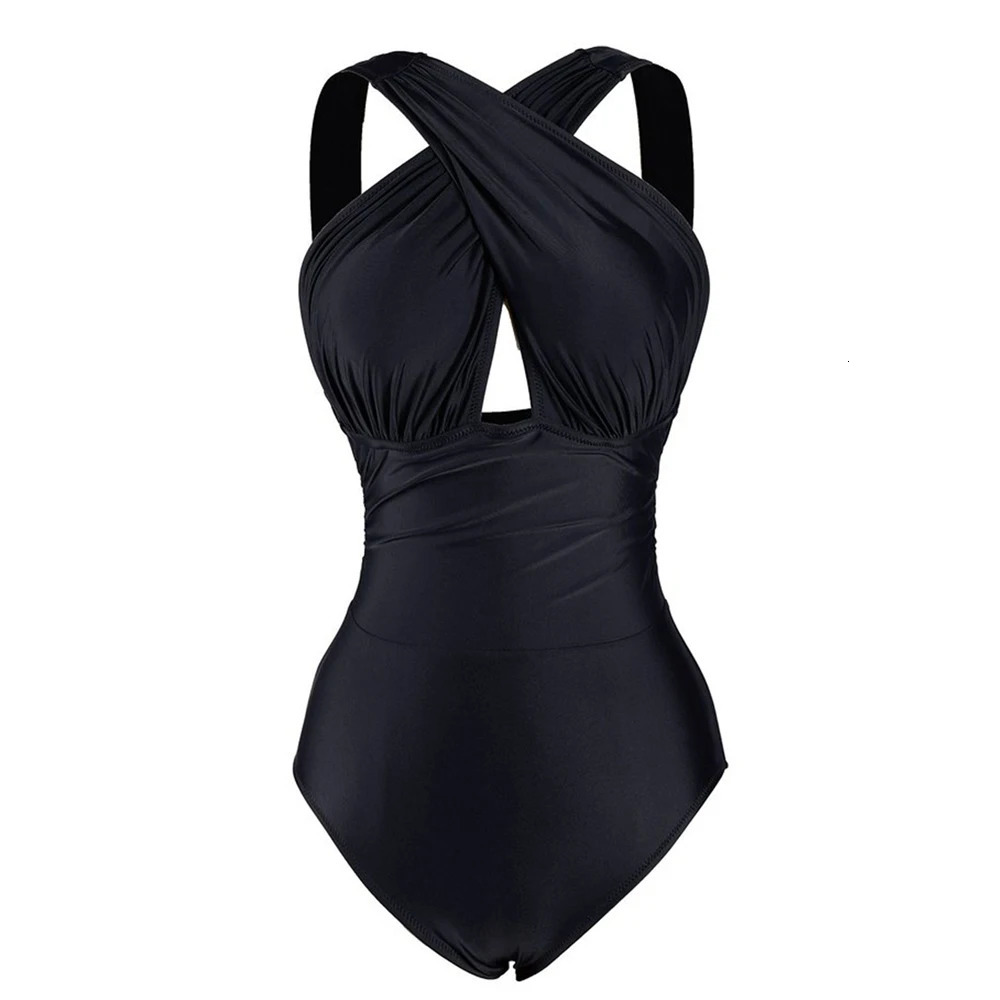 Womens swimsuit womens retro onepiece bikini set holiday beach solid dress summer plus size 250422