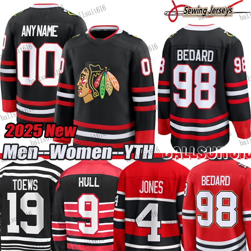 #98 Conor Bedards jersey blackhawkss jersey Ryan Donato Jersey Teuvo Teravainen Artyom Levshunov Jonathan Toews jersey Pat Maroon Seth Jones Vlasic hockey jerseys