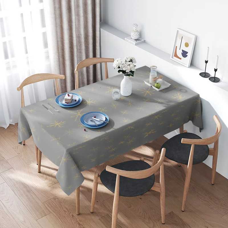 Modern Nordic Style Snowflake Printed Tablecloth for Dining Room Decoration Gray 150x240cm Large Size C251122