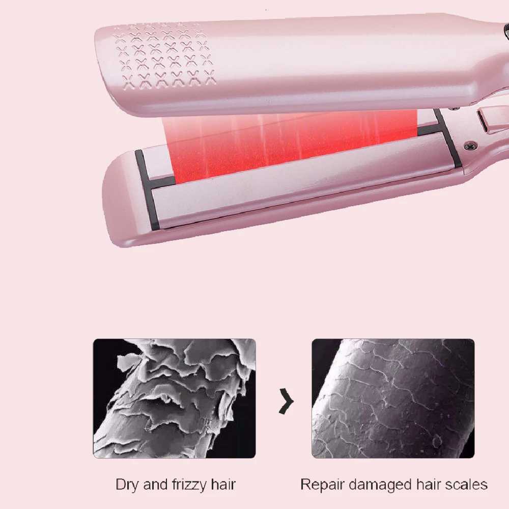 2-in-1 Ceramic Hair Straightener And Curling Iron with Negative Ion Technology Adjustable Temperature Wide Plate for Versatile ST251122