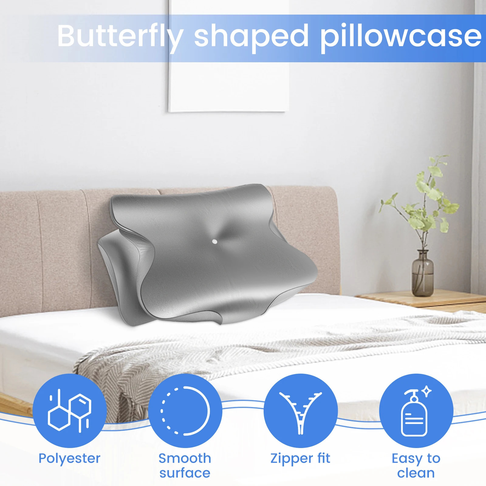 Butterfly shaped pillowcase s silk round neck with zipper smooth and comfortable contour 250422