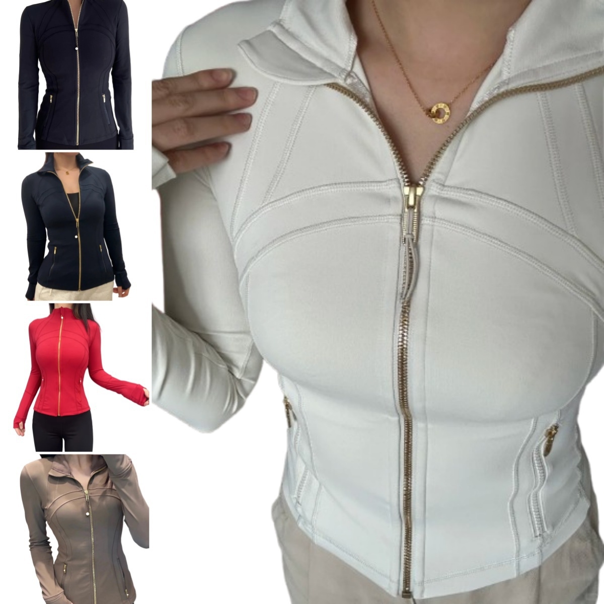 Yoga Jacket Define Cropped With Gold Zipper Women Long Sleeve Sport Coat Fiess Gym Breathable Sweatshirt Jogging Sportwear Jackets gym set