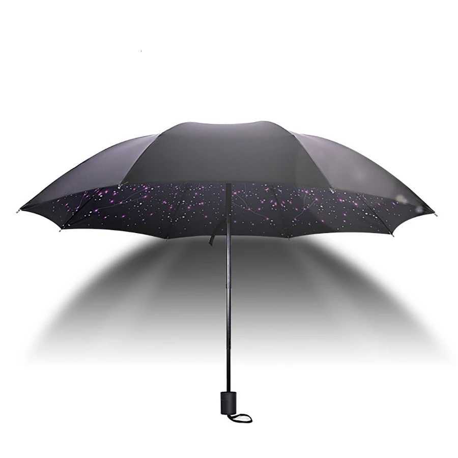 Foldable Inner Printed Small Black Umbrella Sunny And Rainy Dual-use UV Protection Umbrella Lightweight Sturdy Travel Manual UM251122