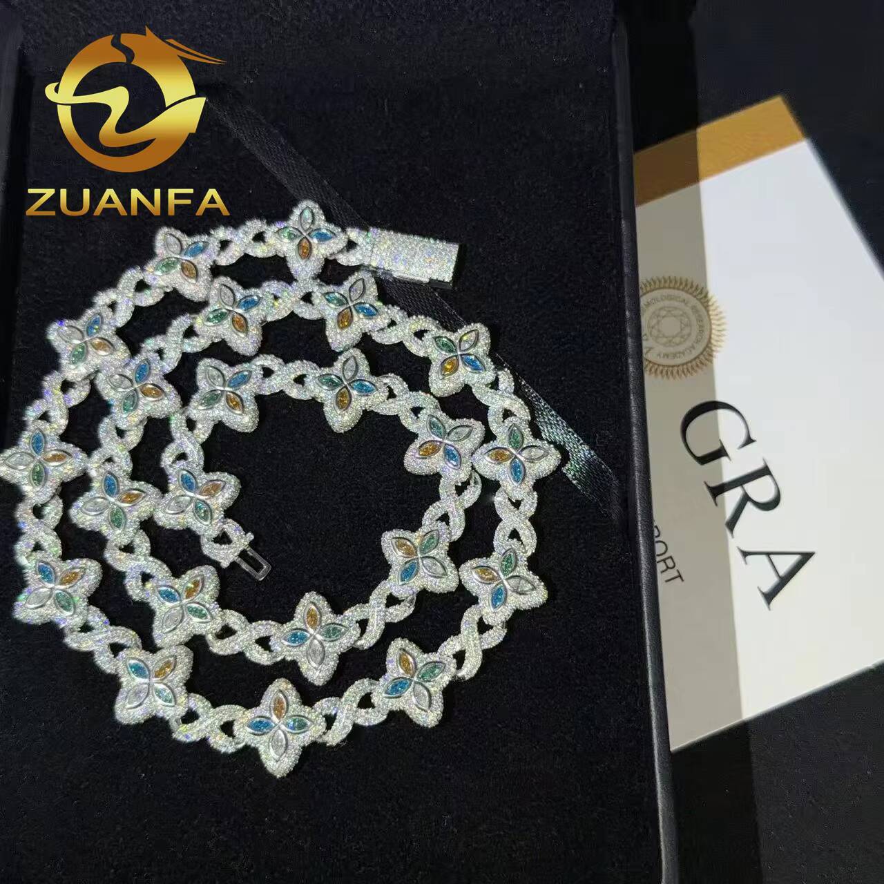 Ready to Ship 15mm Cuban Link Moissanite Hip Hop Jewelry 925 Silver Iced Out Cuban Link Pass Diamond Chain