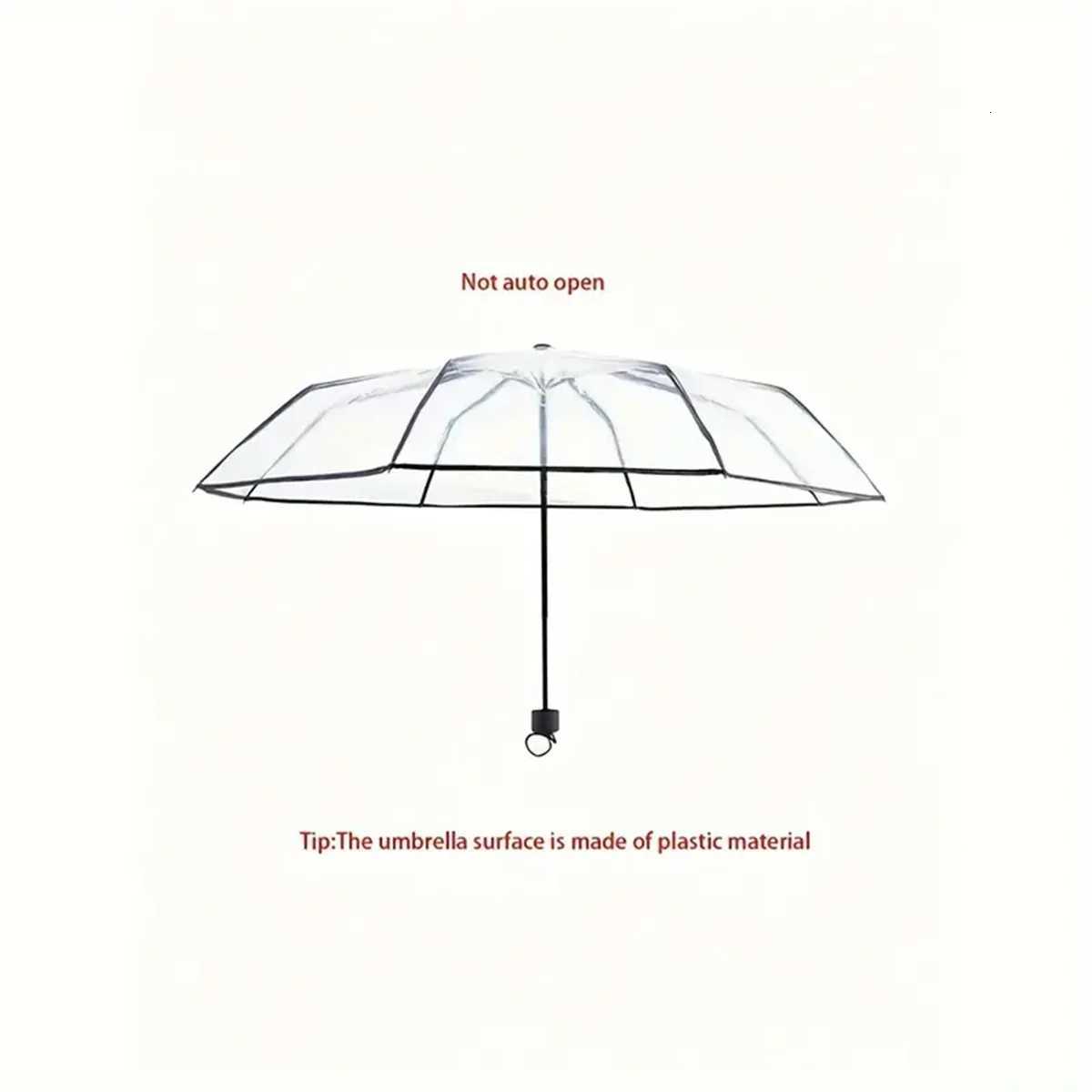 New Net Red Thickened Fashion Transparent Men and Women Universal Manual Portable Folding Umbrella Home Essential UmbrellaM251122