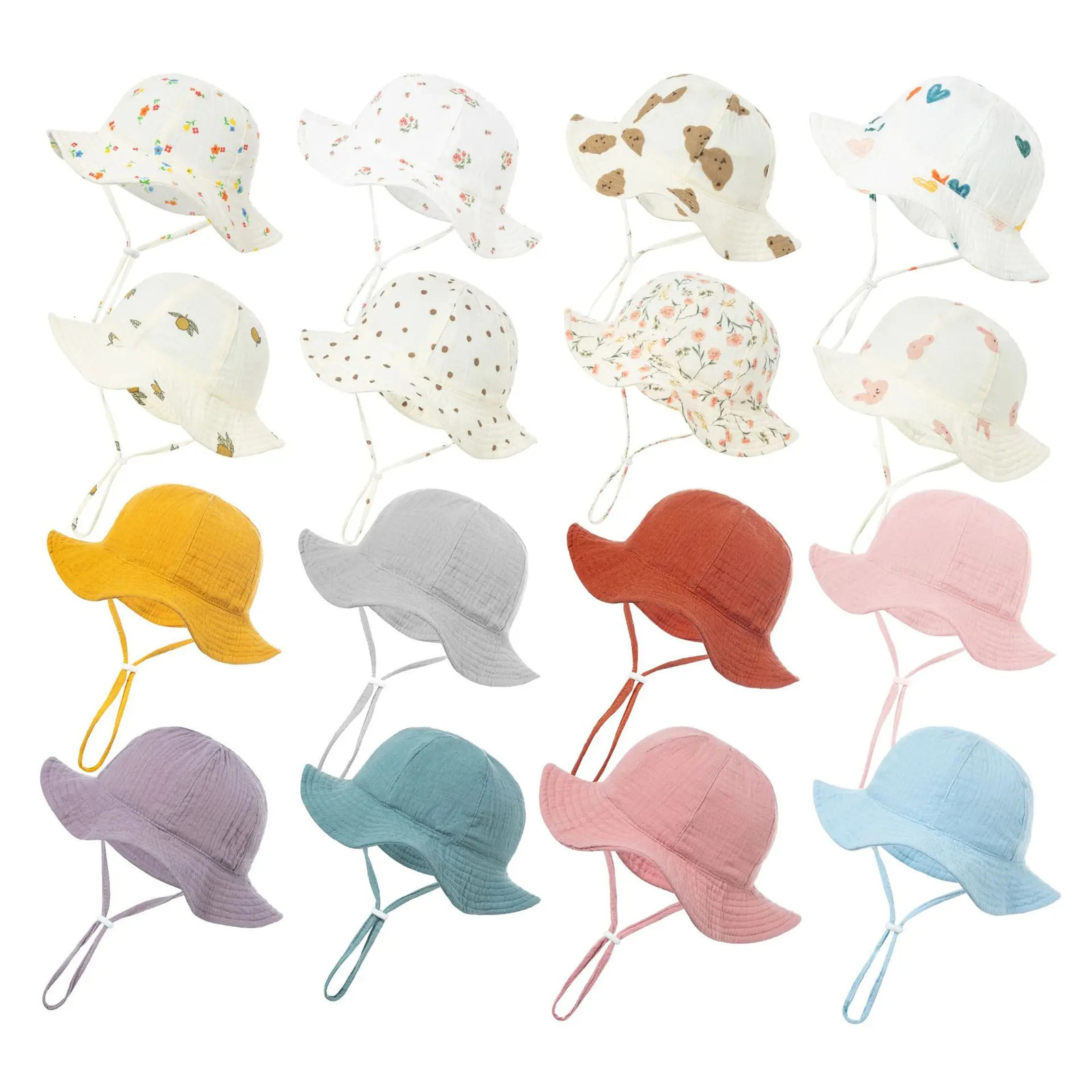 Baby Cotton Bucket Hat Childrens Sunscreen Outdoor Boys and Girls Print Panama Neutral Beach Fishing 312 Months y250414z
