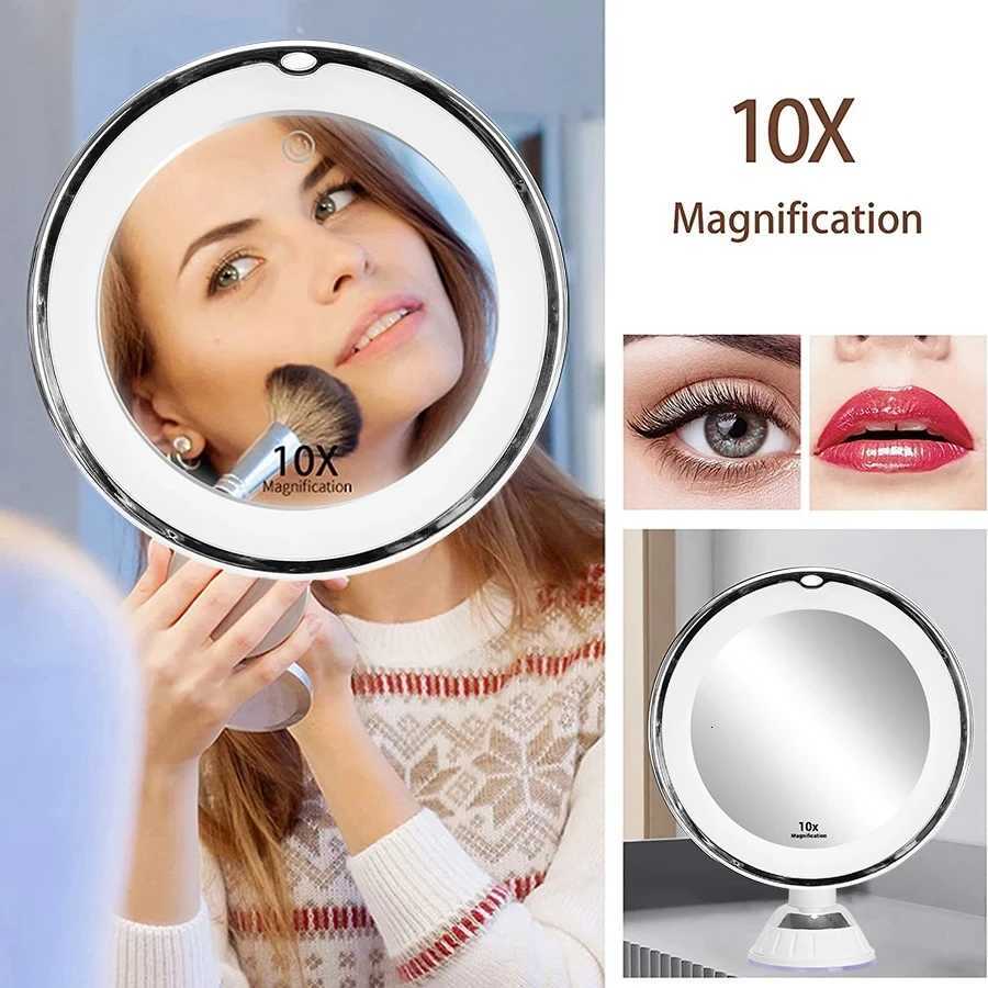10X Magnifying Makeup Mirror with LED Light Adjustable HD Vanity Mirror 360 Degree Rotatable Bedroom Bathroom Cosmetic Mirror M251122