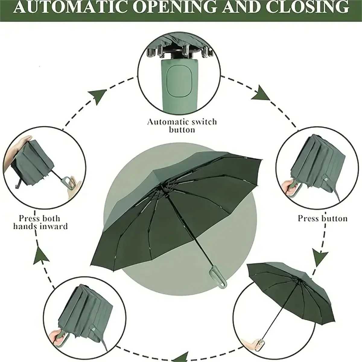 20Bones Windproof Fully Automatic Folding Umbrella with Loop Buckle UPF50 Protable Compact Sun Rain Umbrellas for Women and MenM251122