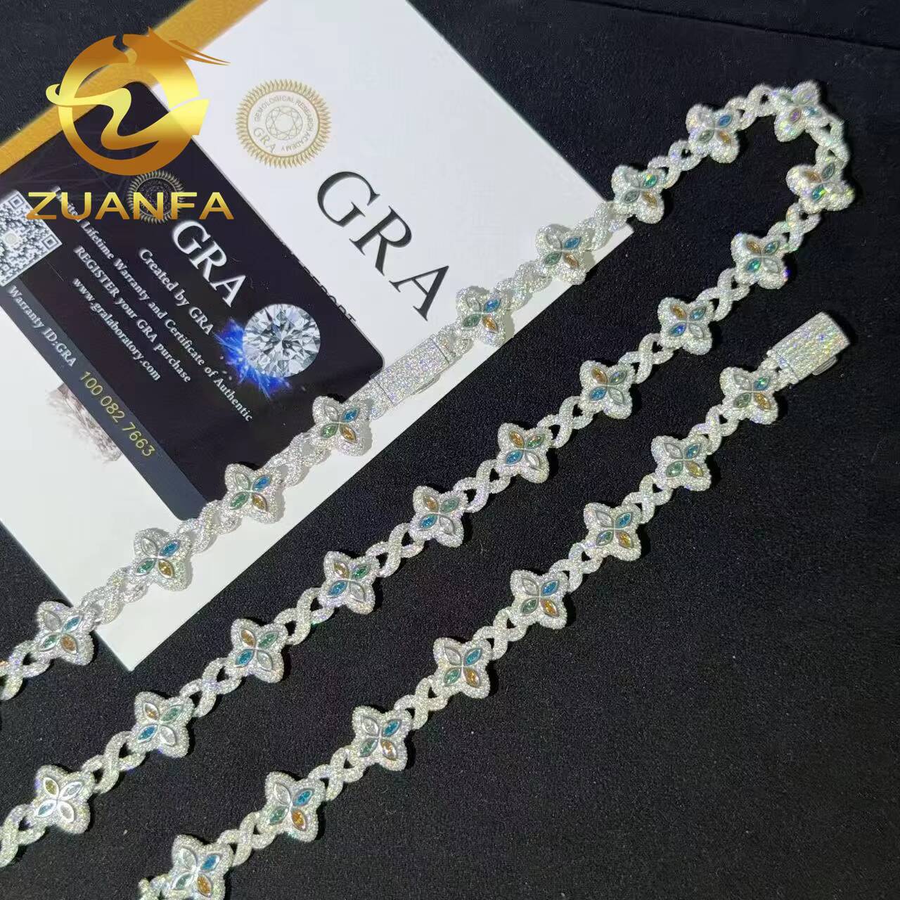 Ready to Ship 15mm Cuban Link Moissanite Hip Hop Jewelry 925 Silver Iced Out Cuban Link Pass Diamond Chain