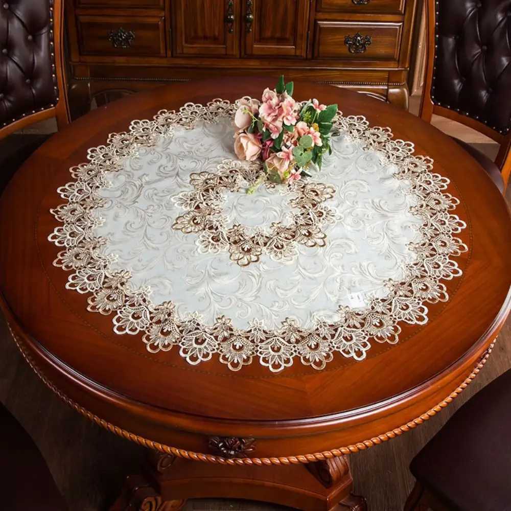 European Modern Fabric Lace Trim Hotel Restaurant Banquet Party Big Tablecloth Bedroom Balcony Small Round Table Cloth Tapete C251122
