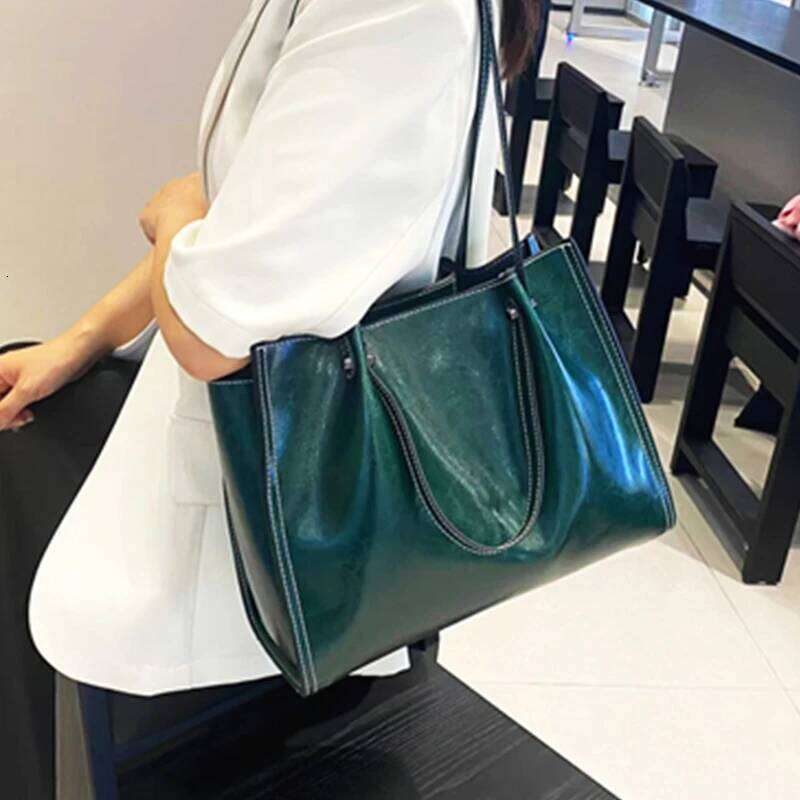 Toptrends Cowhide Genuine Leather Large Tote Shoulder Bags For Women 2025 Luxury Designer Shopper Office Work Ladies Handbags