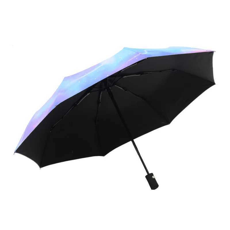 Umbrella Automatic Folding Womens Umbrella Three-folding Umbrella Windproof Starry Sky Color Creative Sun Umbrella ParasolM251122
