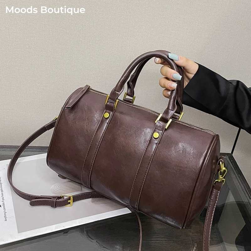 MOODS Vintage Style Top-handle Bags For Women Pure Color Large Capacity Shoulder Crossbody Boston Bag 2025 Autumn Latest HandbagT251122