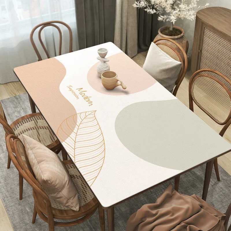 New Wabi Sabi Pu Leather Table Cloth Waterproof Oilproof Table Covers Placemats Luxury Rectangular Table Cover Pad Textile C251122