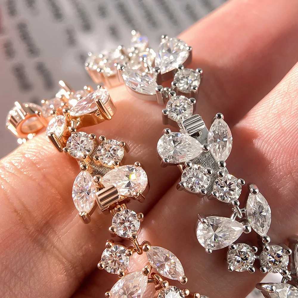 Serenity Pear/Marquise All Moissanite Tennis Bracelet for Women Gift Solid s925 Silver Sparkling Lab Diamond Hand Chain Jewelry J251122