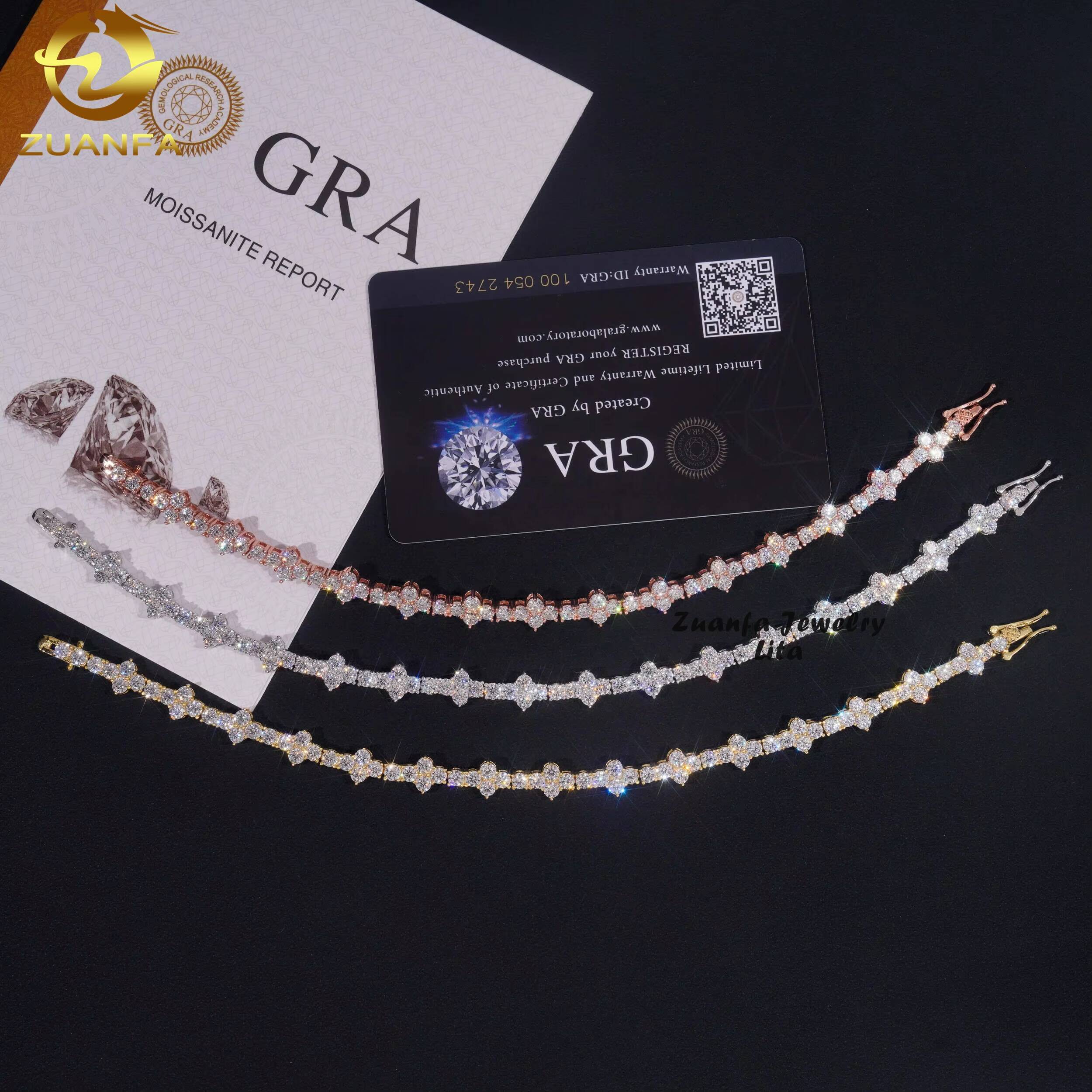 Hot Sale 925 Silver Pass Diamond Tester Gold Plated 3mm Cross VVS Moissanite Tennis Chain