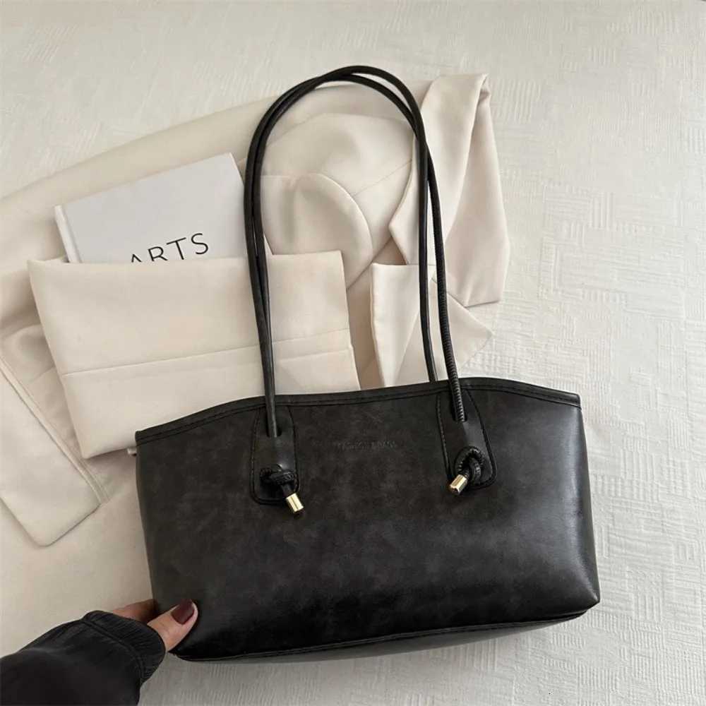 Y2K Trend Large Capacity Work Shoulder Bag Solid Color Simple Lady Handbags PU Leather Commuting Bag Women FemaleT251122