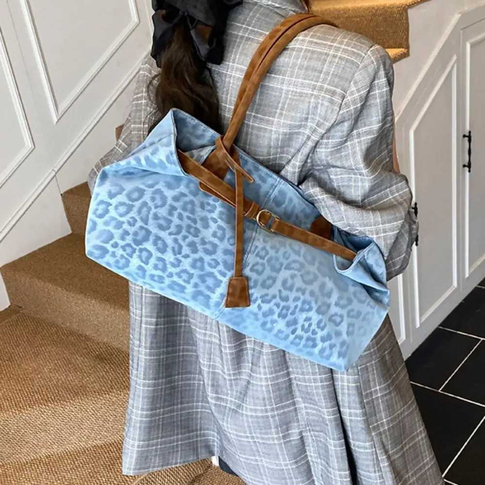 Korean Style Hasp Closure Shoulder Bag Solid Color Tote Bag Leopard Print Handbag Large Capacity PU Leather Underarm PacksT251122