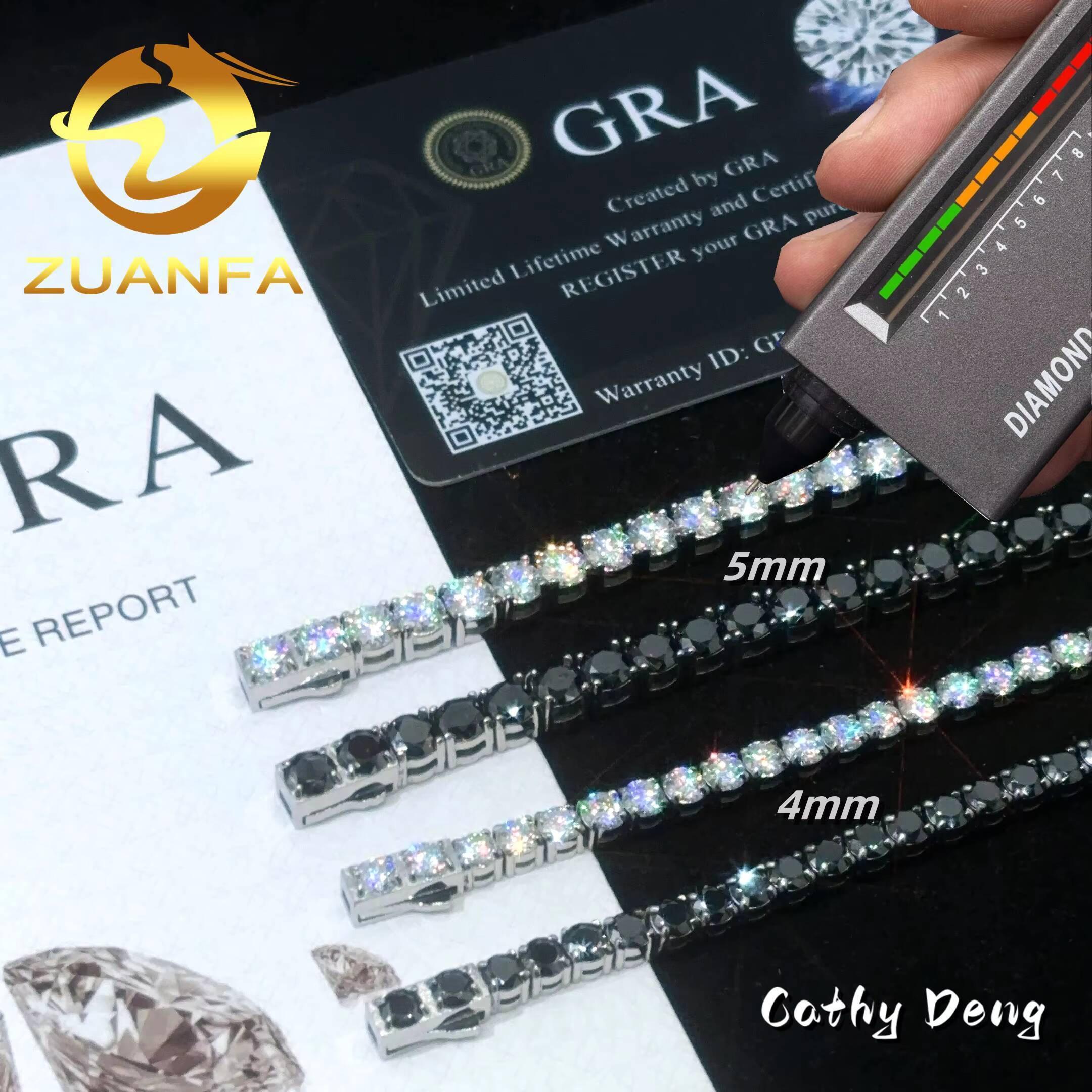 4mm 5mm Never Fade Black Moissanite Diamond Stainless Steel Tennis Chain Bracelet Hip Hop Moissanite Tennis Bracelet