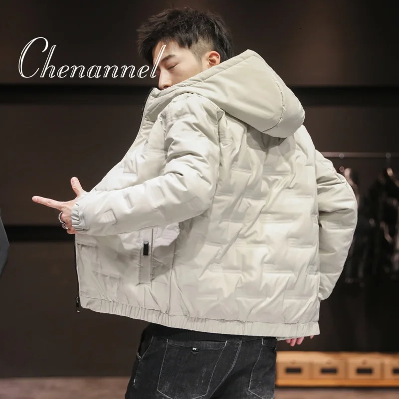 Fashion Men Hiking Down Cotton Jacket Hooded Parkas Zip Pocket Outerwear Casual Padded and Coat Autumn Winter 251110