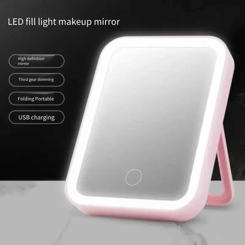 Makeup Mirror USB Rechargeable Portable Compact LED Vanity Mirror with Touch Screen Dimming Makeup Mirror M251122