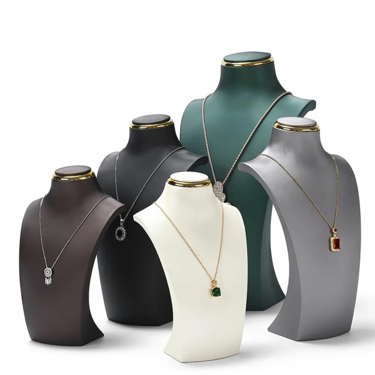 PU Leather Necklace Jewelry Display Stand Neck Bust Modelfor Boutique Store Po Props Counter Display Organizer 251118