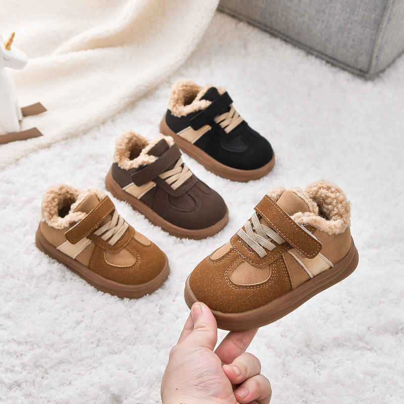 Designer Kids Fleece Lined Snow Boots, Winter Waterproof Thermal Shoes for Boys & Girls, Warm Shearling Sport Sneakers