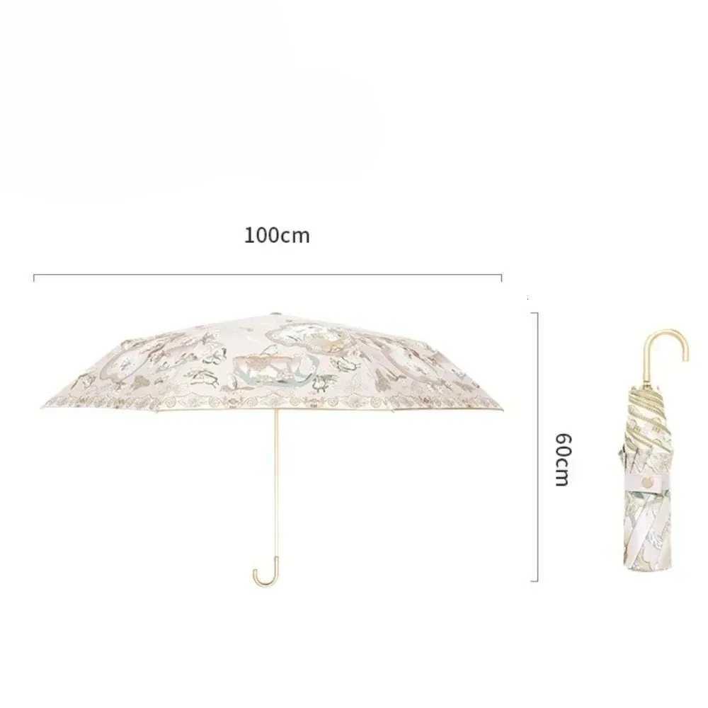 Folding Umbrella with Curved Handle High-end Beautiful Suitable for Both Sunny and Rain Use Sun Protection Womens Sun UmbrellaM251122
