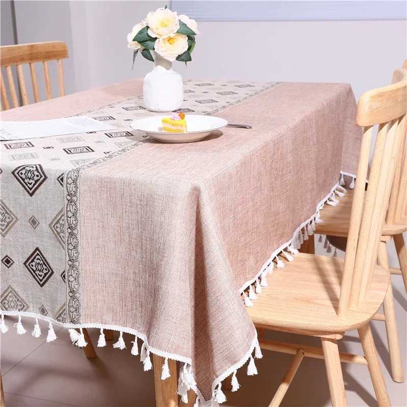 Nordic Tassel Cloth Tabl Embroidered Leaf American Tablecloths For Events Rectangular Jacquard Coffee Table Cover C251122