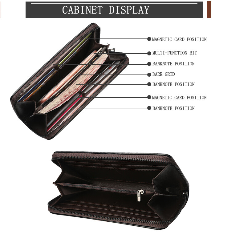 PU Leather Wallets hot Men Long Bifold Bag Zip Around Clutch Travel Purse For Checkbook Smartphone Cash With Wristlet