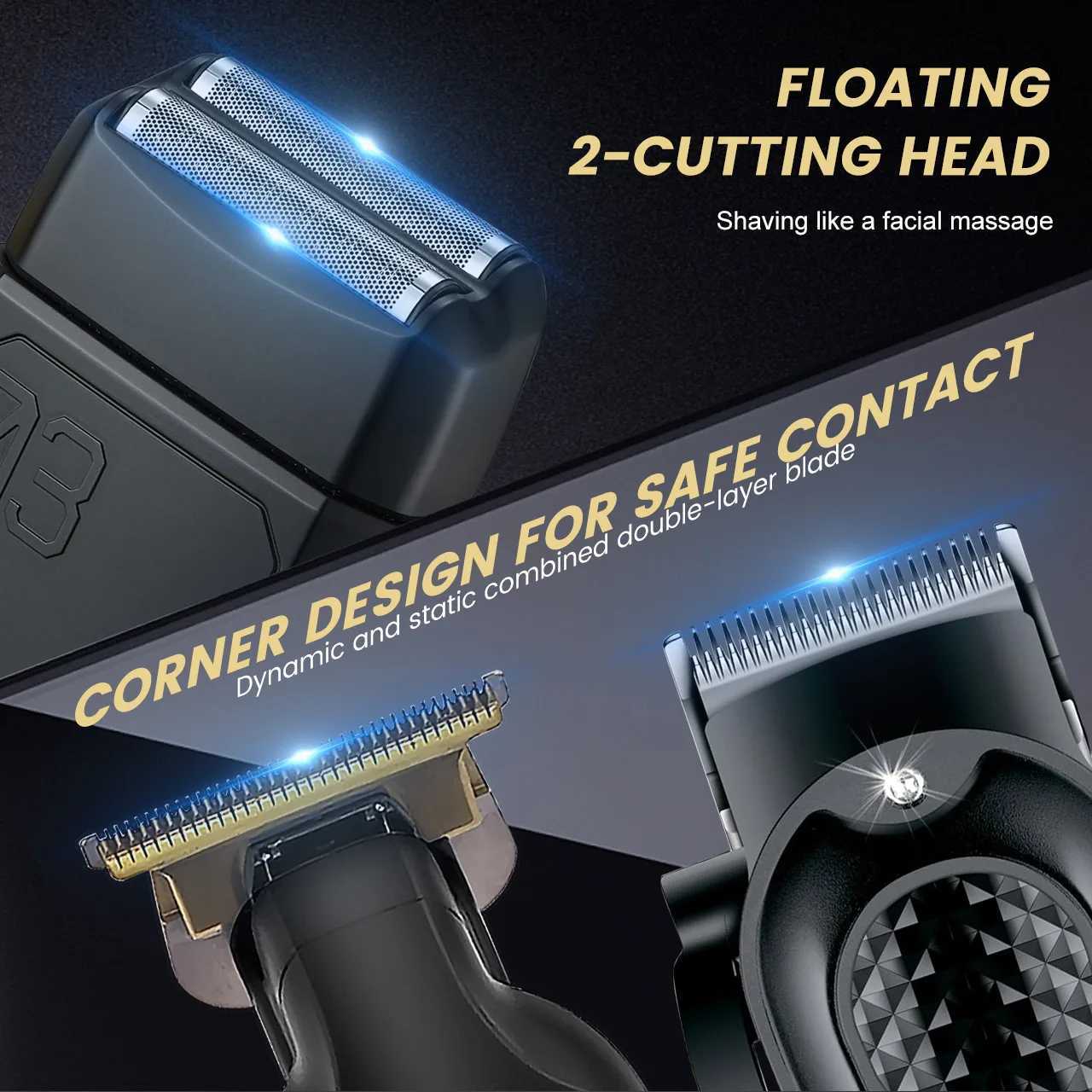 Solimpia Professional Hair Clipper 3-piece Set for Men Rechargeable Cordless Barber Clippers for Wet/Dry Hair Cutting W251122