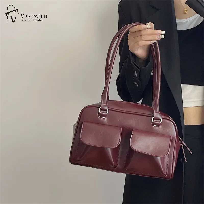 womens business shoulder bag simple womens commuting handbag Pu leather womens underwear bag Burgundy large handbag Z250421-1