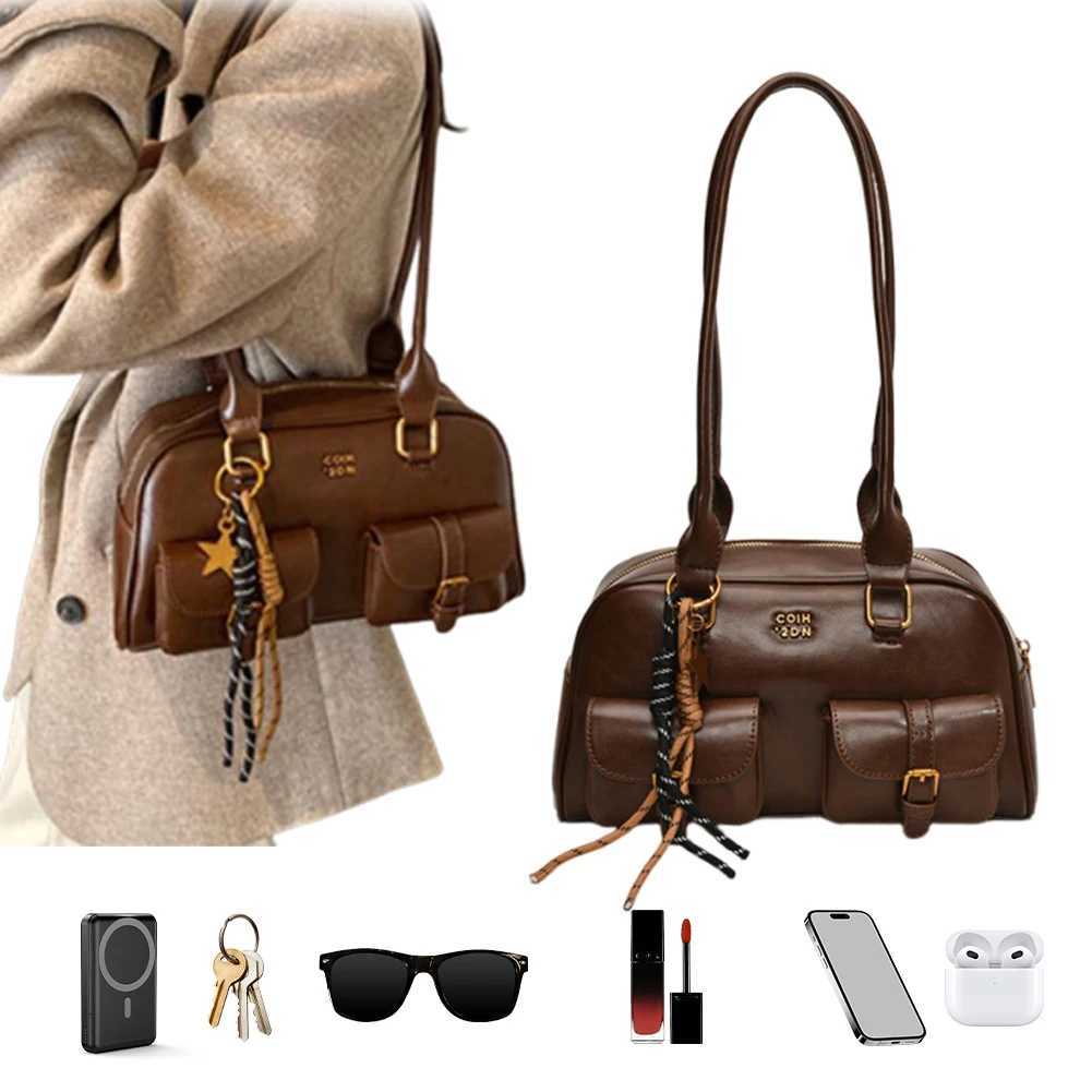 Women Leather Retro Shoulder Bag Zipper Closure Casual Purse Tote Handbag Shoulder Tote Handbag Trendy Purse Bag for Work TravelT251122